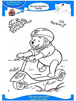 Çocuklar İçin Skooter Boyama Sayfaları 